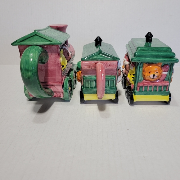 Fitz & Floyd Omnibus Santa's Railroad Teapot Set 5 Piece Boxed Christmas Decor - Picture 4 of 12